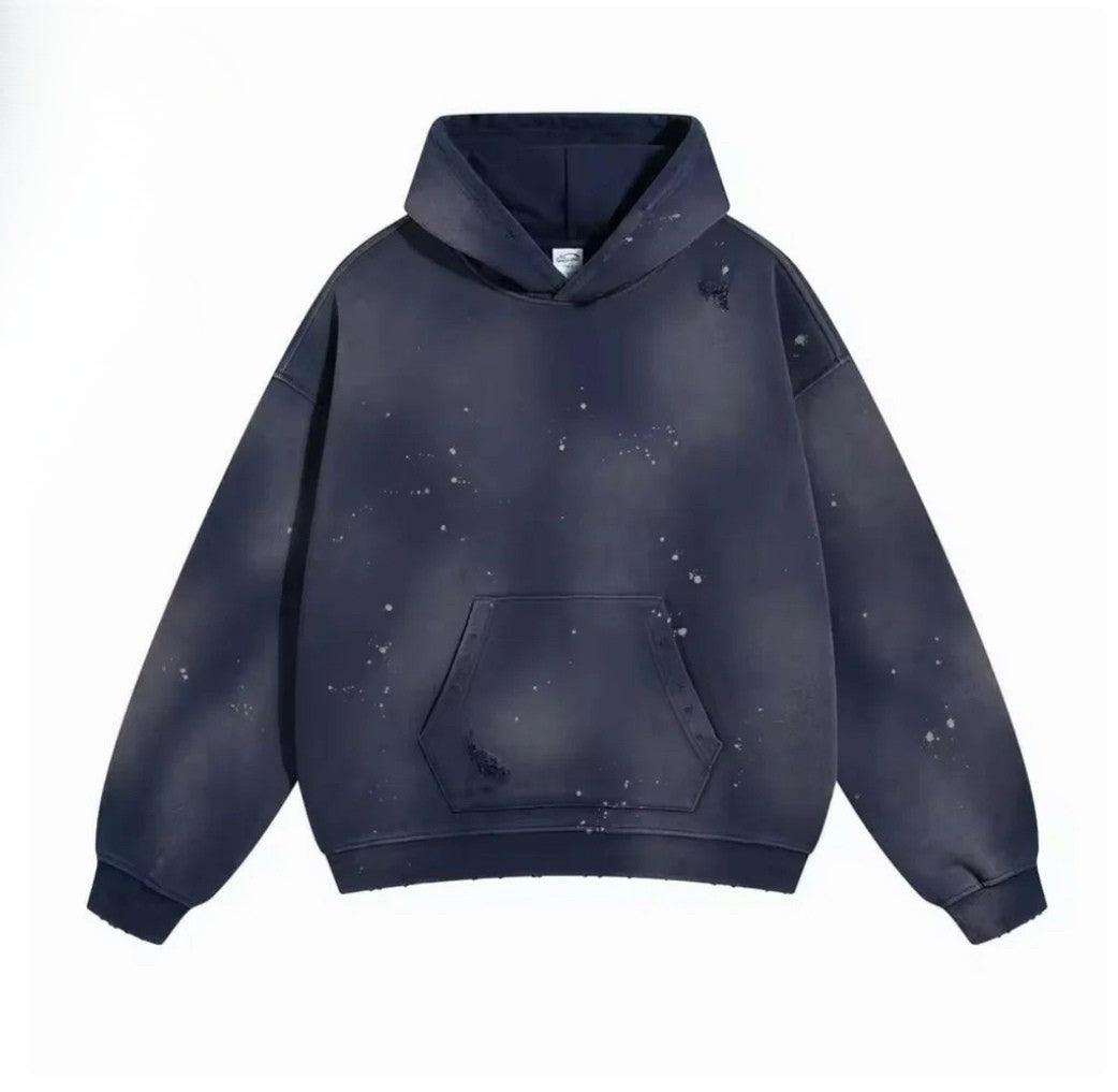 Navy Blue Distressed Hoodie