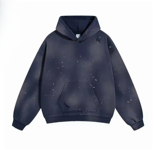 Navy Blue Distressed Hoodie