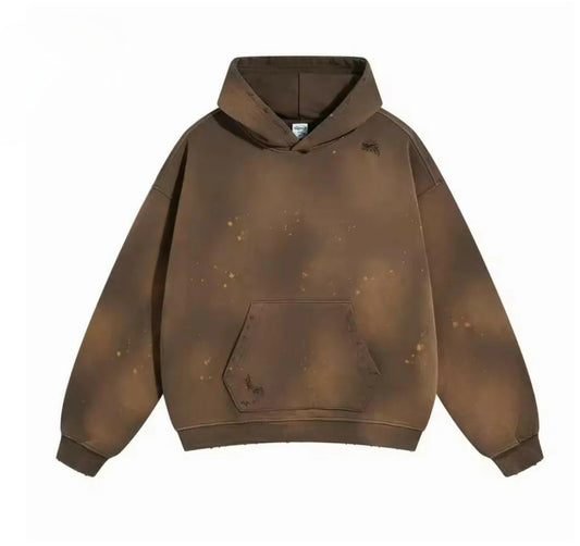 Faded Brown Distressed Hoodie