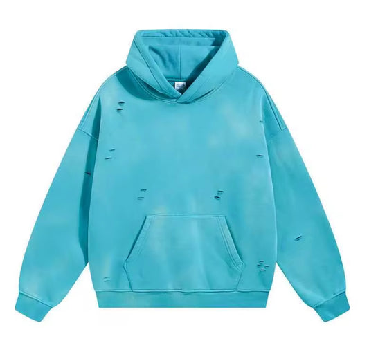 Blue Distressed Hoodie