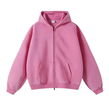 Faded Pink Double Zip Hoodie