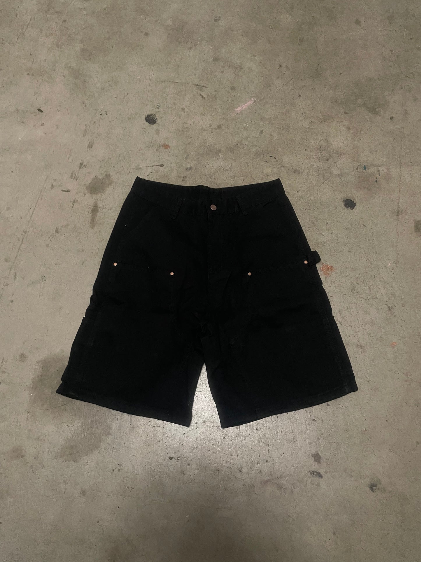 Black Double Knee Jorts