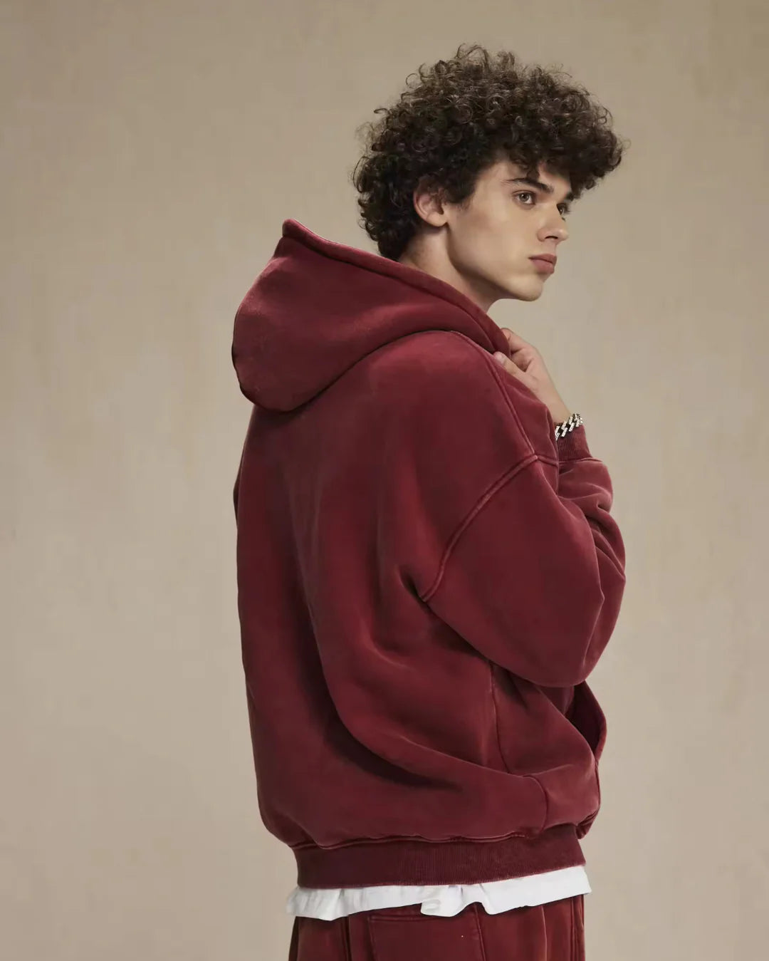 Faded Red Double Zip Hoodie