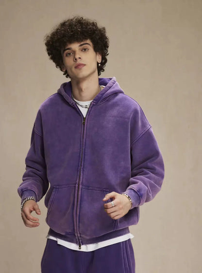 Faded Purple Double Zip Hoodie