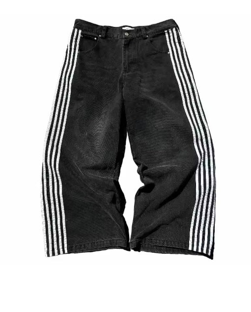 Y2k Baggy Black Striped Jeans