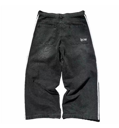 Y2k Baggy Black Striped Jeans