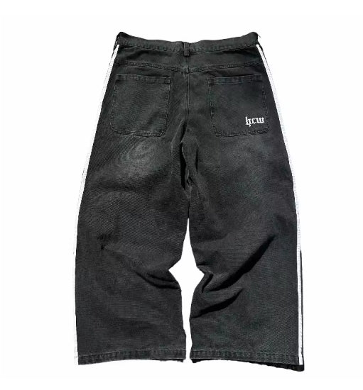 Y2k Baggy Black Striped Jeans