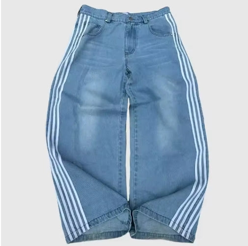 Y2k Baggy Blue Striped Jeans