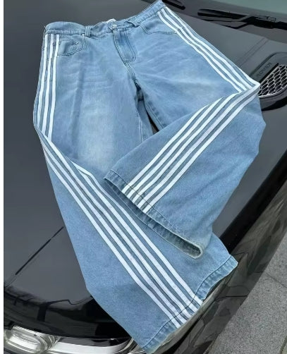 Y2k Baggy Blue Striped Jeans