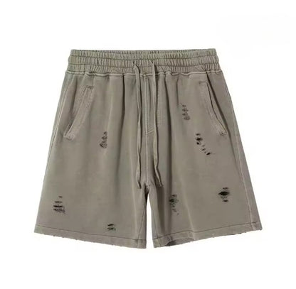 Beige Ripped Shorts
